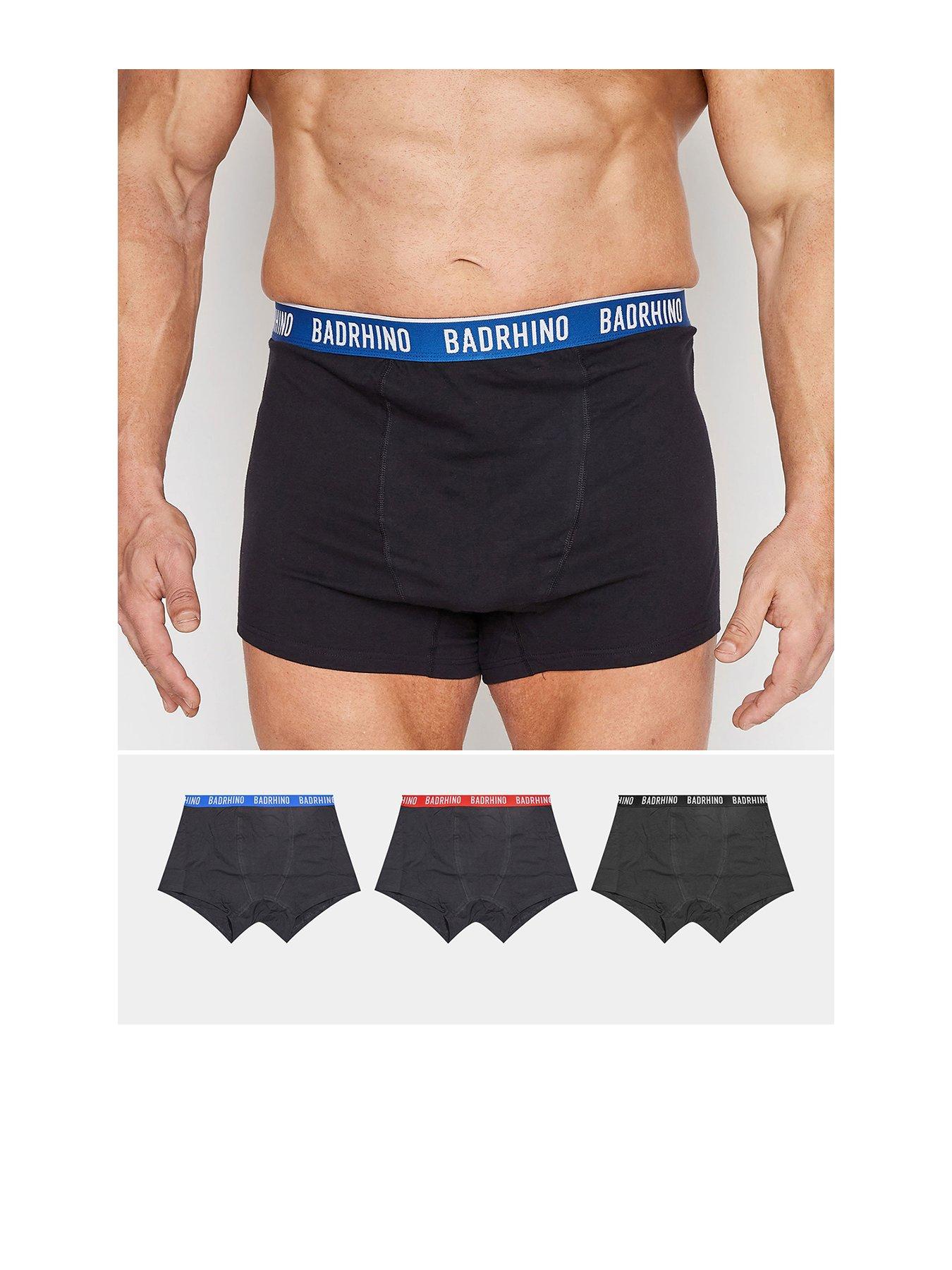 Image 1 of 2 of BadRhino 3 Pack Multicoloured Waistband Boxers - Black
