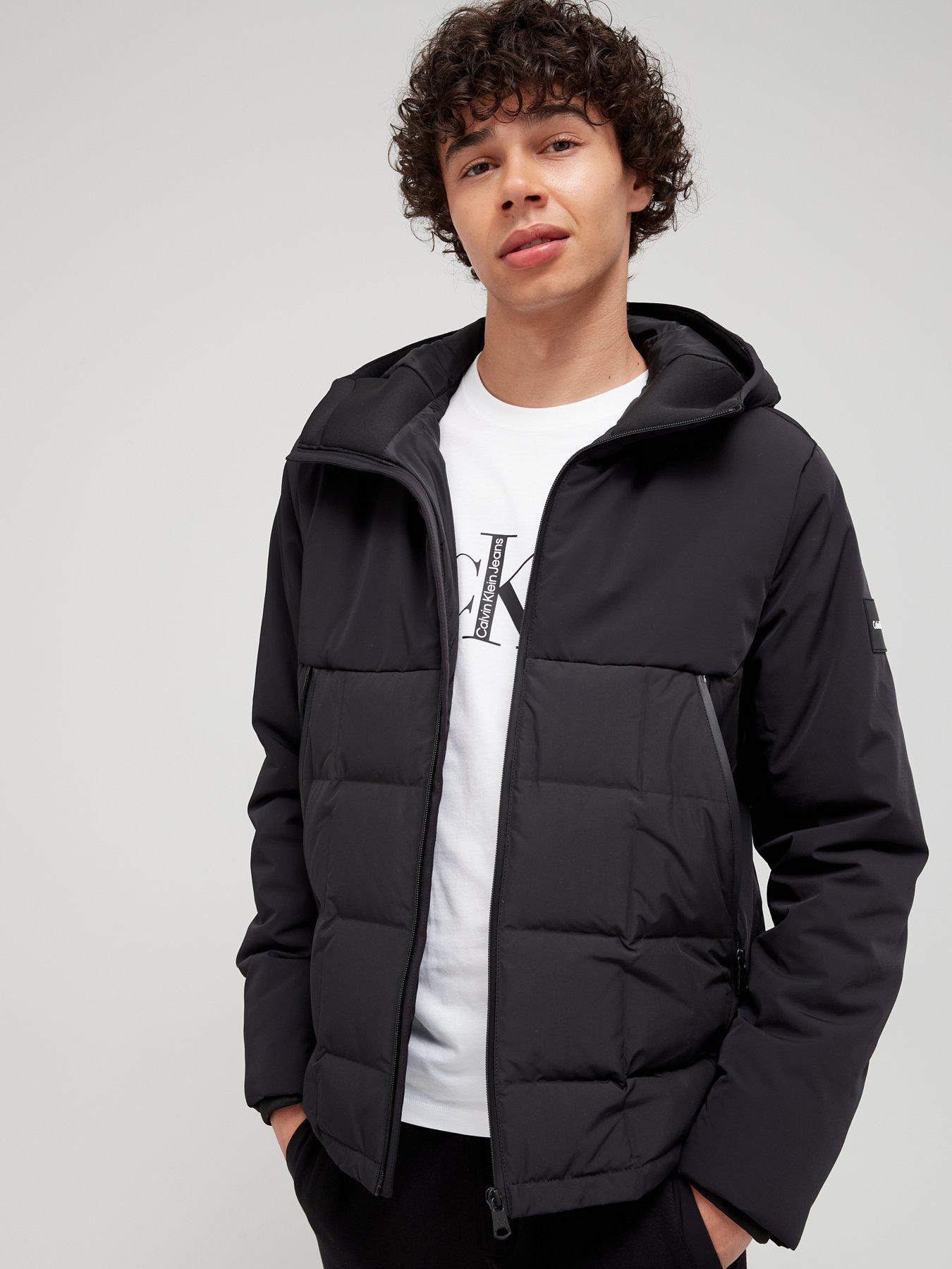  image of calvin-klein-mix-media-zip-through-hoodie-blacknbsp