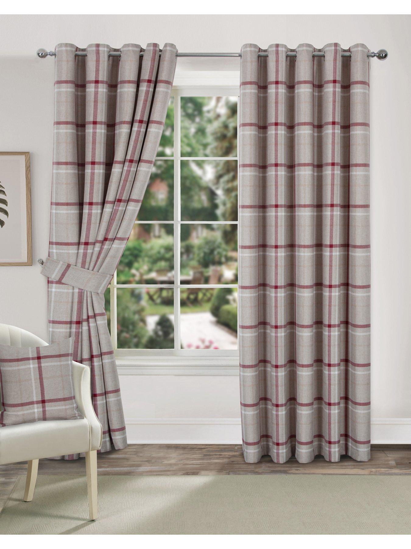 very-home-hudson-check-eyelet-curtains