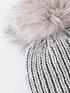  image of everyday-rib-knit-beanie-with-faux-fur-pom-grey