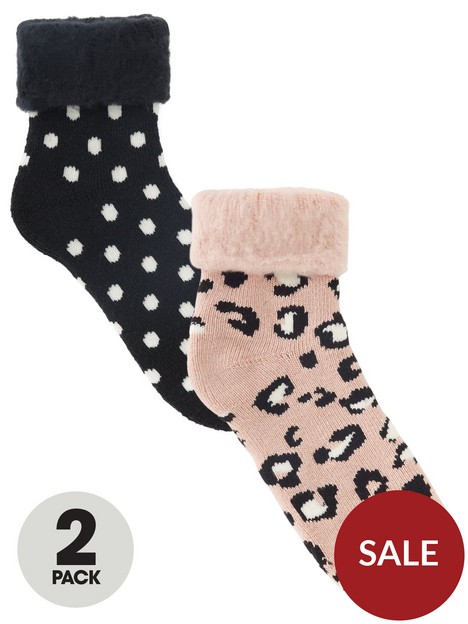 everyday-leopard-amp-spot-print-lounge-socks-leopard-printnbsp--blackpink