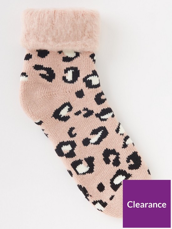stillFront image of everyday-leopard-amp-spot-print-lounge-socks-leopard-printnbsp--blackpink