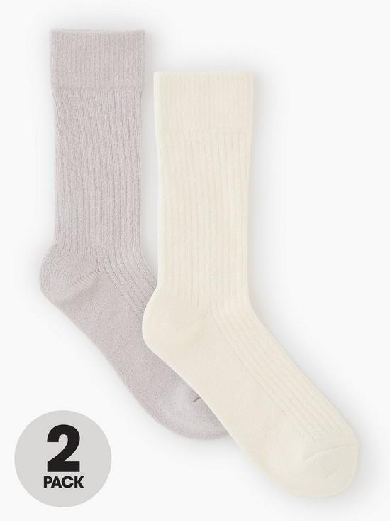 front image of everyday-soft-rib-lounge-sock-2-packnbsp--greycream