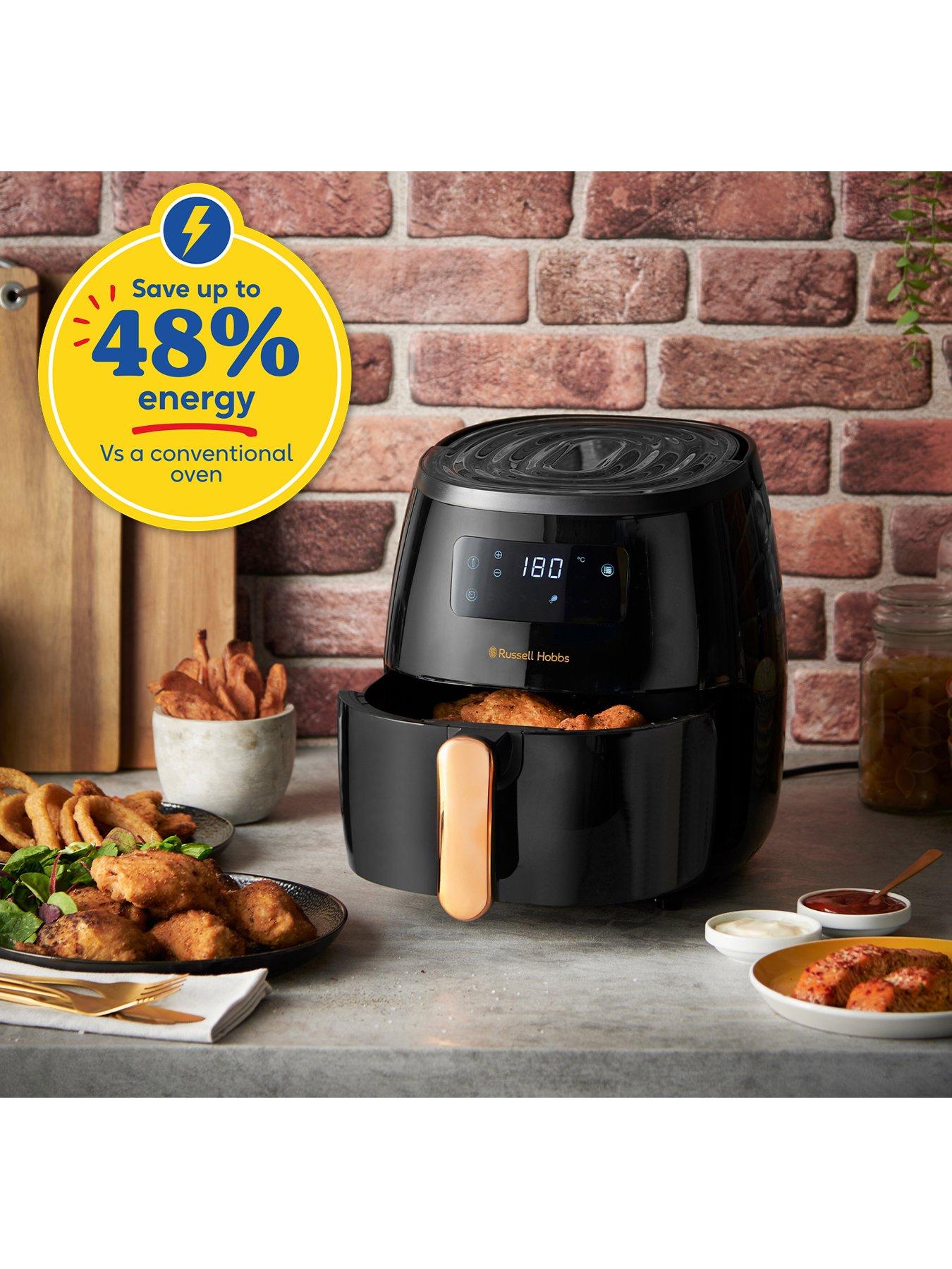 The Russell Hobbs Brooklyn Digital Air Fryer cooks your favourite foods up  to 82% faster* with little or no added oil, while saving up to…