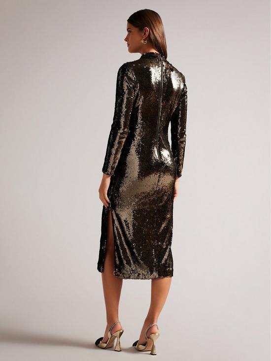 stillFront image of ted-baker-brookly-sequin-tube-dress-with-long-fitted-sleeve-black