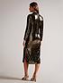  image of ted-baker-brookly-sequin-tube-dress-with-long-fitted-sleeve-black