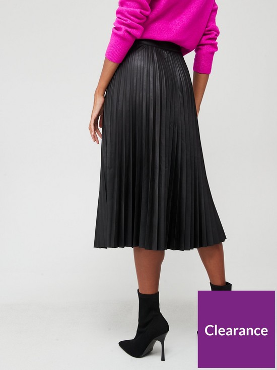 stillFront image of v-by-very-pu-pleated-midi-skirt-black
