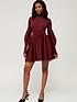 image of ted-baker-naydine-balloon-sleeve-fitted-skate-dress-purple