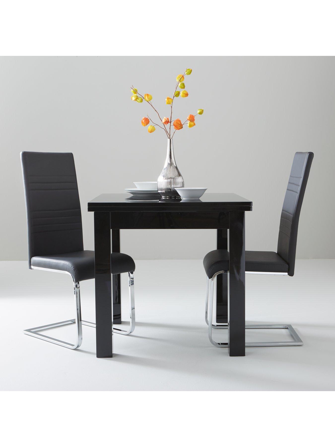  image of very-home-pair-of-jet-faux-leather-cantilever-dining-chairs-black