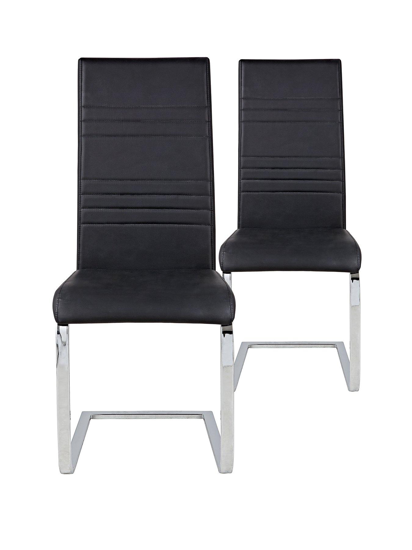 Image 2 of 3 of The Very Collection Pair of Jet Faux Leather Cantilever Dining Chairs - Black
