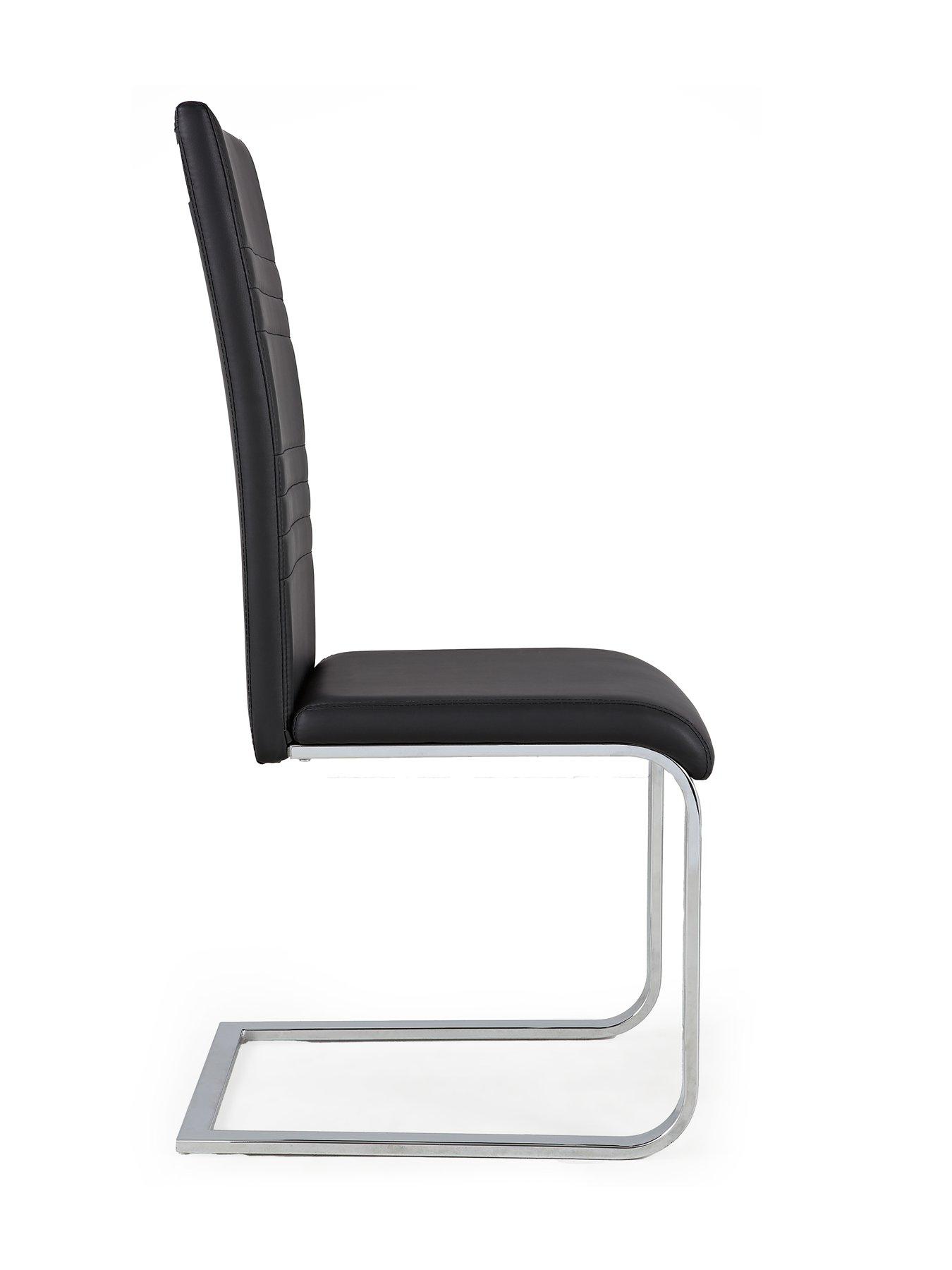 Image 3 of 3 of The Very Collection Pair of Jet Faux Leather Cantilever Dining Chairs - Black