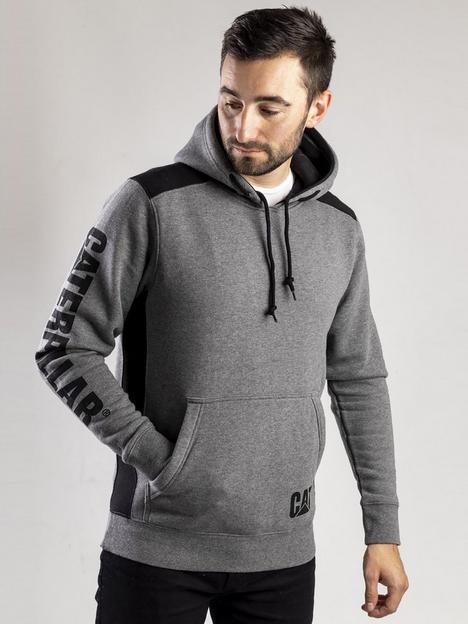 caterpillar-logo-panel-hooded-sweatshirt-grey