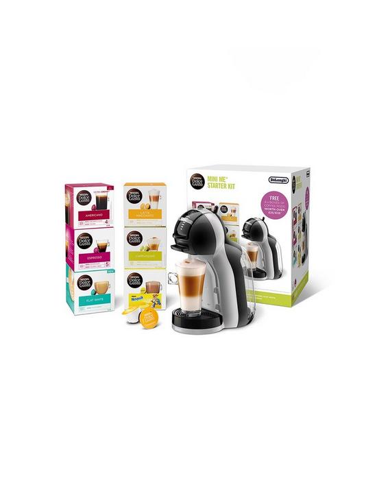 front image of nescafe-dolce-gusto-mini-me-automatic-coffee-machine-starter-kit-by-delonghi-arctic-grey-and-black-anthracite