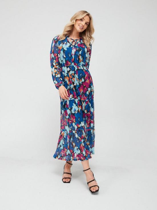 front image of v-by-very-mesh-printed-midi-dress-floralnbspprint