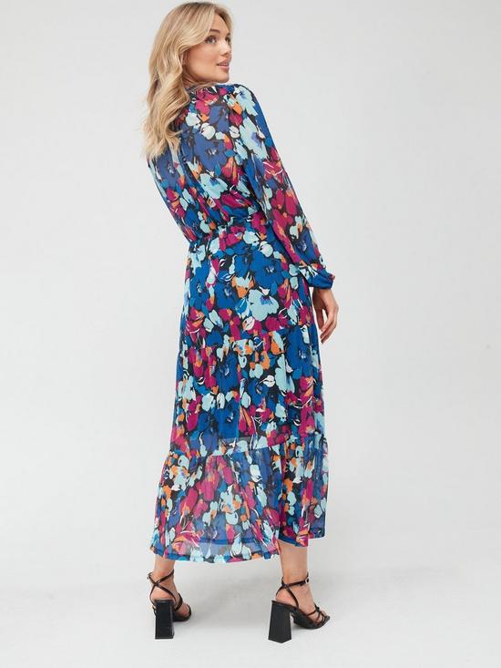 stillFront image of v-by-very-mesh-printed-midi-dress-floralnbspprint