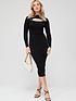  image of v-by-very-cut-out-contour-knit-midi-dress-black