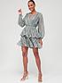  image of v-by-very-ladies-lurex-wrap-tiered-mini-dress-green