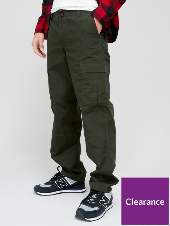 front image of jack-jones-bill-straight-fit-cargo-trousers-green