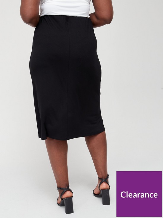 stillFront image of v-by-very-curve-ruched-side-split-jersey-skirt-black