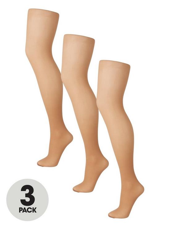 front image of v-by-very-3pk-confident-curve-matt-sheer-tights-tan