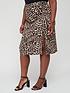  image of v-by-very-curve-ruched-side-split-jersey-skirt-animal-print