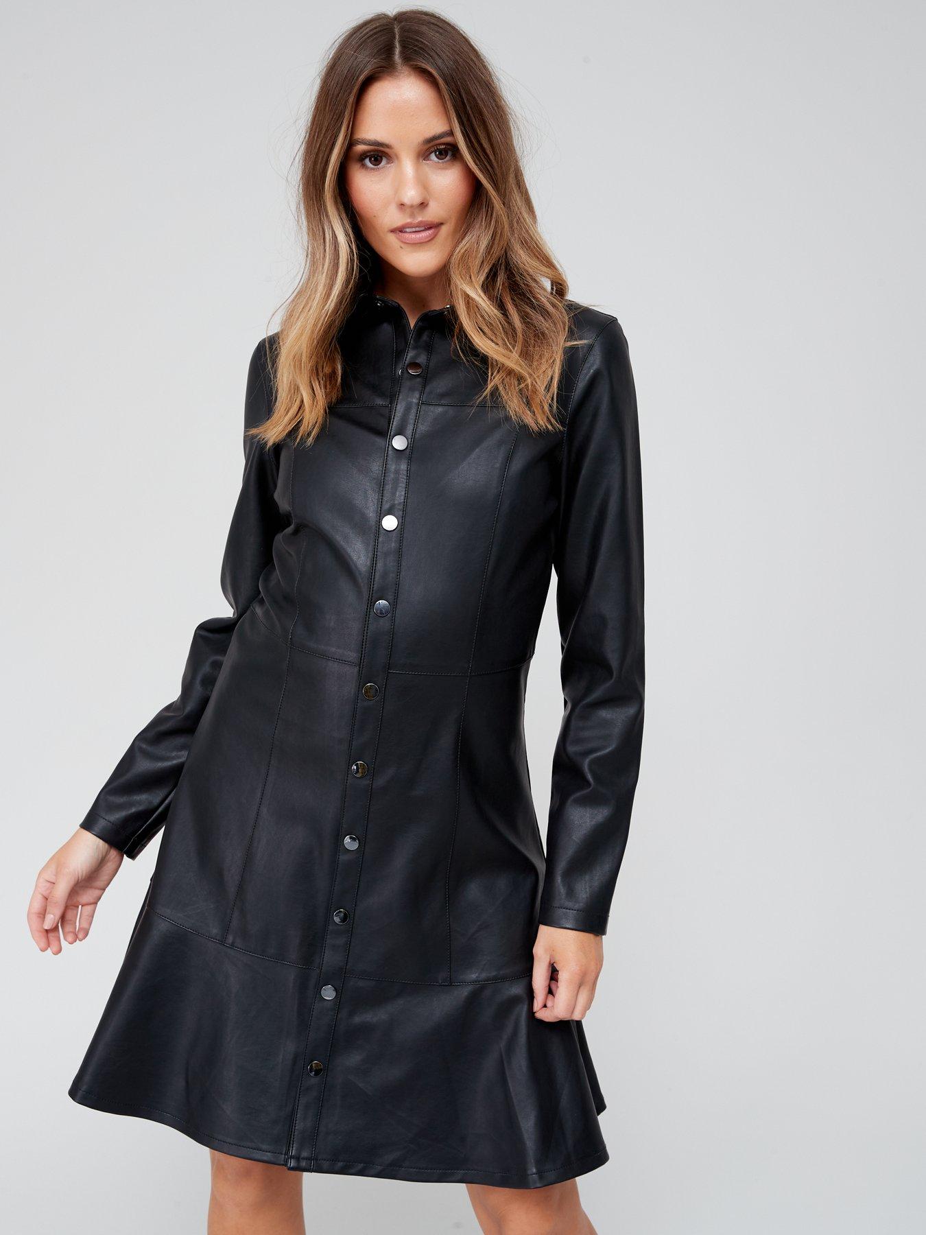 Black frill clearance shirt dress