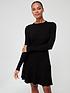  image of v-by-very-button-shoulder-knitted-mini-dress-black