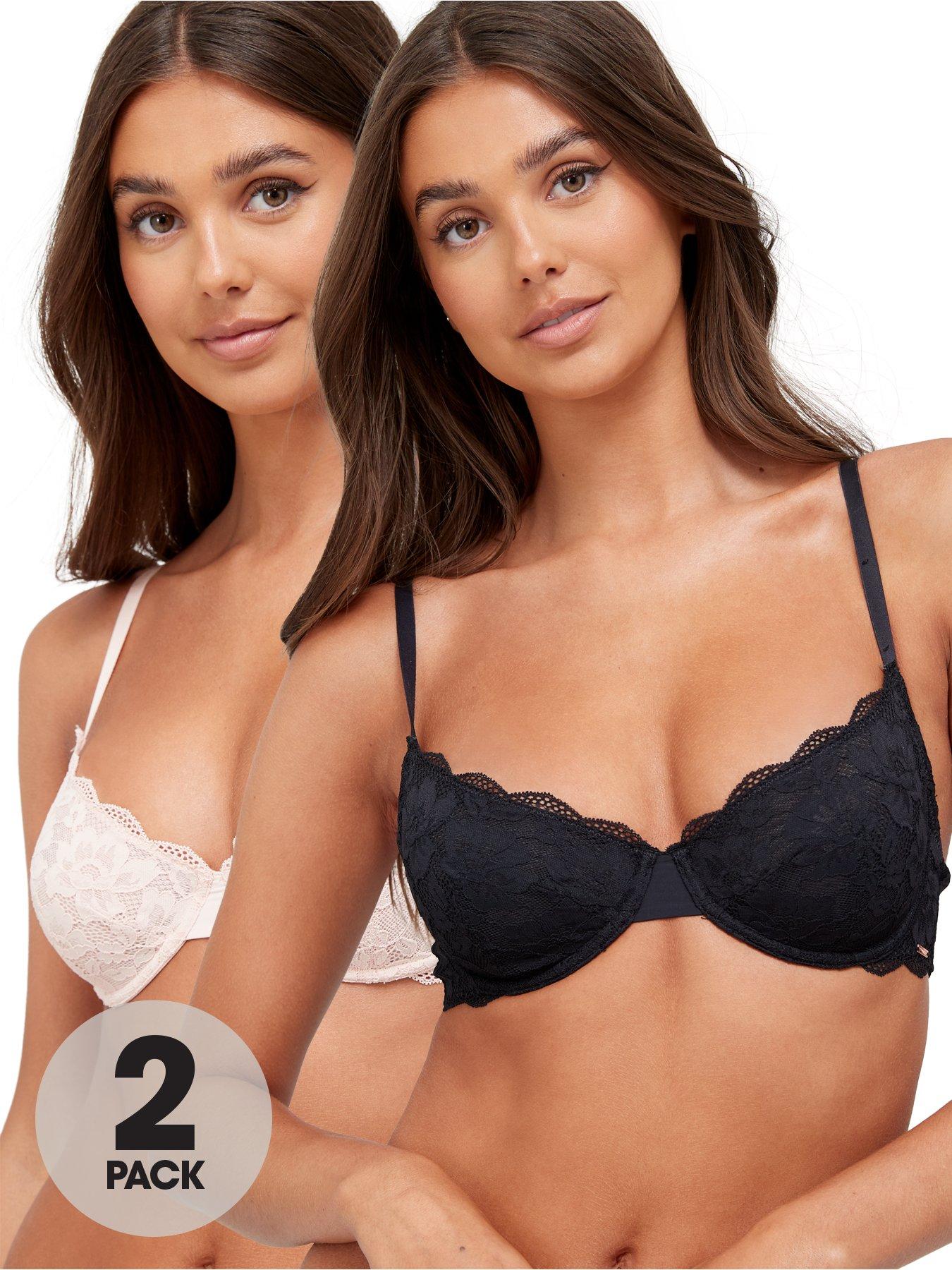 undefined Rosa Lace Non Pad Bra (2 Pack) - Black/Pink