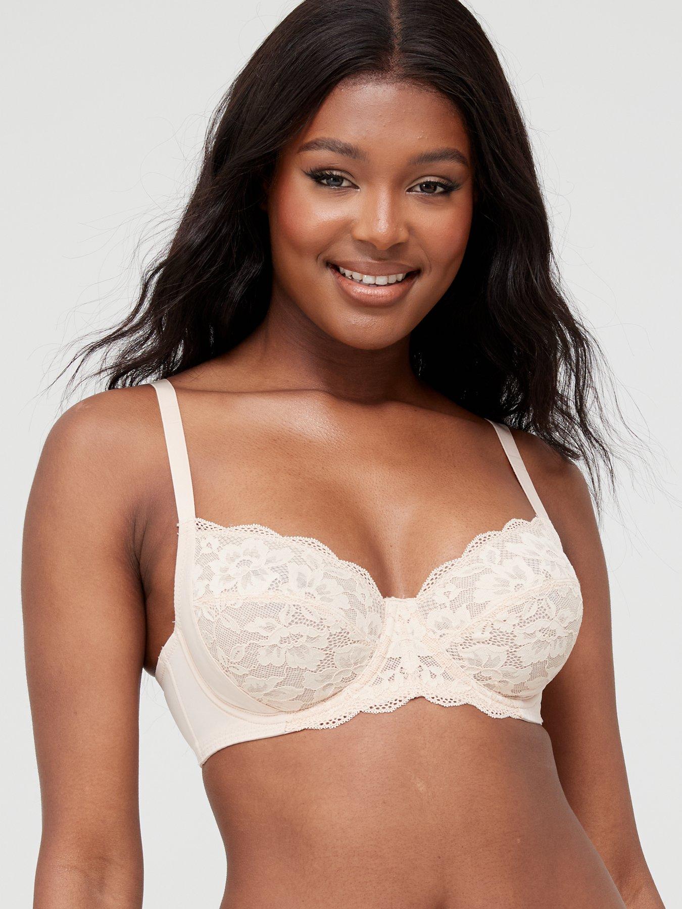 Buy Halo Lace Non Padded Wired Half Cup Lace Everyday Comfort Bra - Beige  Online