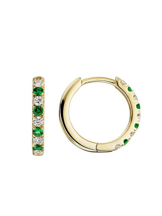 back image of created-brilliance-julia-created-brilliance-9ct-yellow-gold-created-emerald-018ct-lab-grown-diamond-hoop-earrings