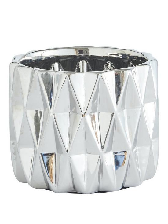 front image of very-home-silver-faceted-planter
