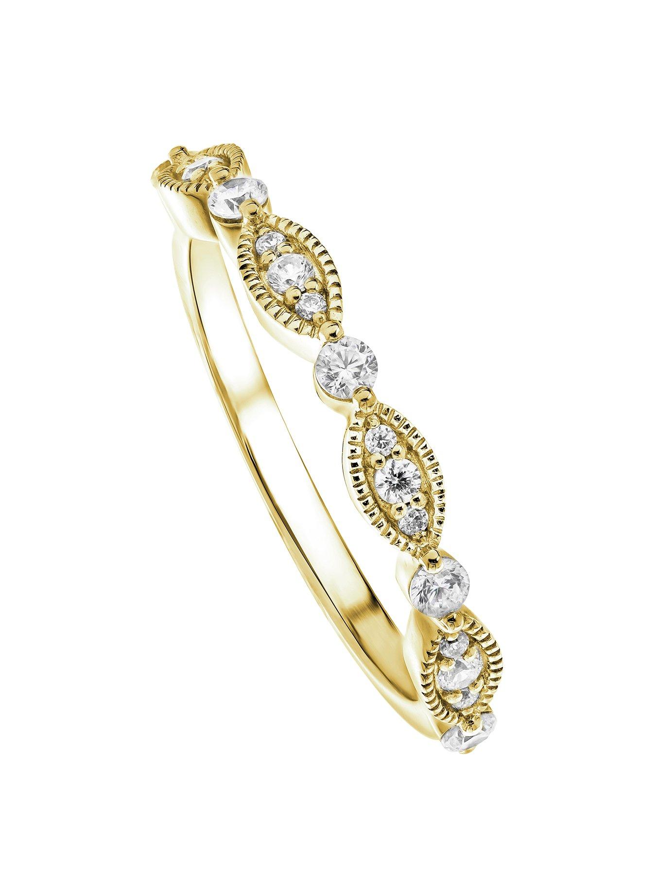 undefined Florence Created Brilliance 18ct Yellow Gold 0.25ct Lab Grown Diamond Vintage Inspired Wedding Band