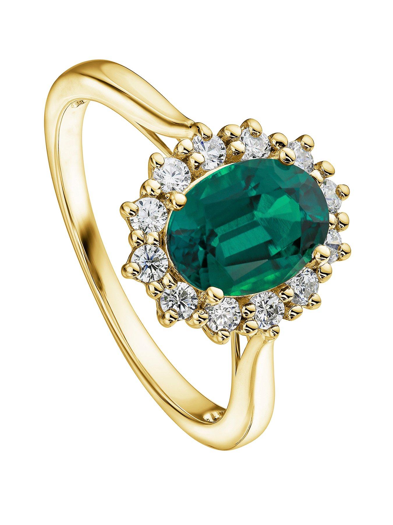 created-brilliance-cate-created-brilliance-9ct-gold-created-emerald-and-025ct-lab-grown-diamond-cluster-ring