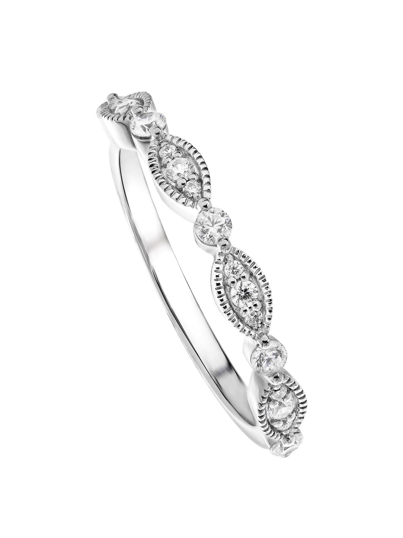  image of created-brilliance-florence-created-brilliance-18ct-white-gold-025ct-lab-grown-diamond-vintage-inspired-wedding-band