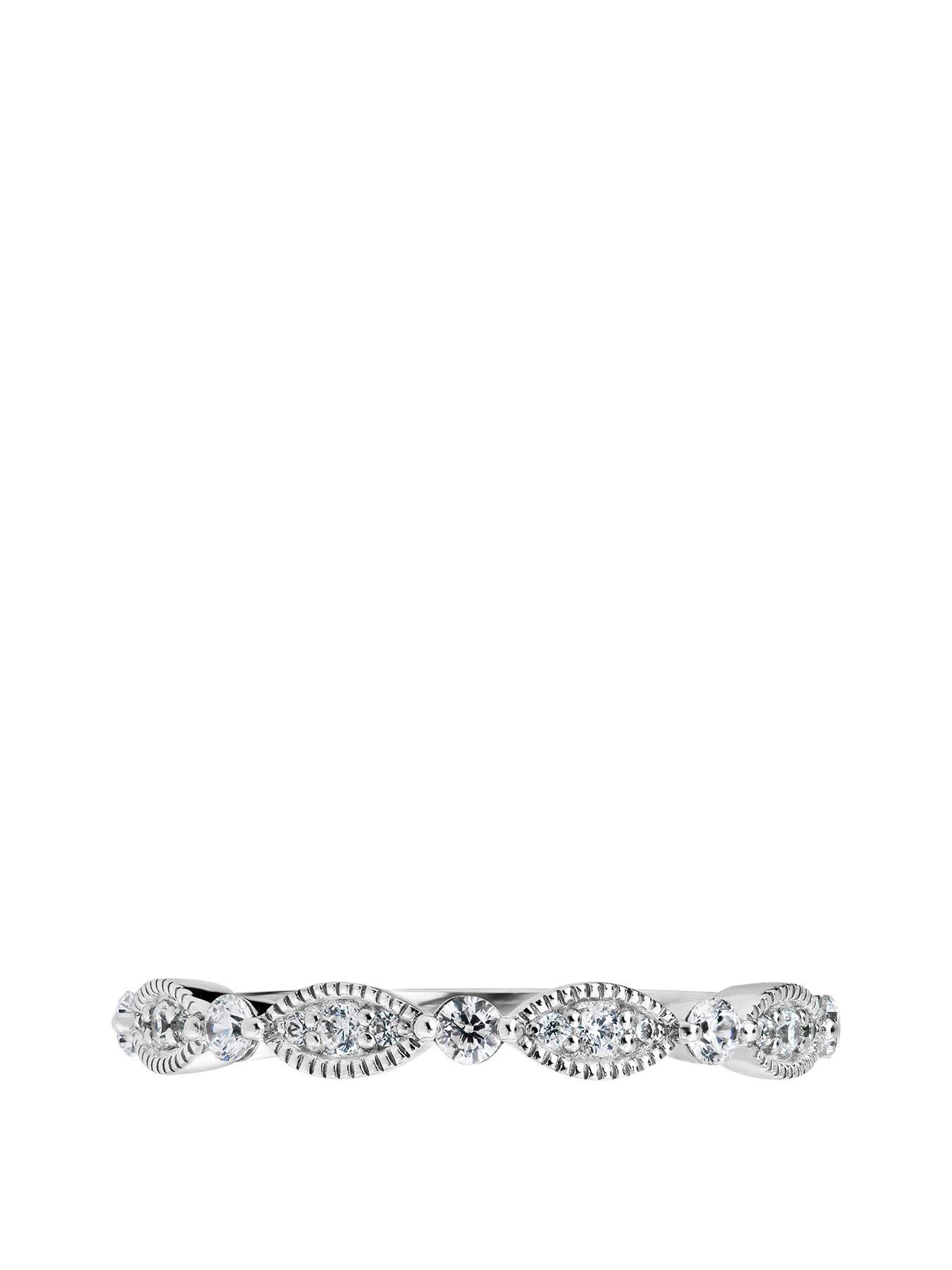  image of created-brilliance-florence-created-brilliance-18ct-white-gold-025ct-lab-grown-diamond-vintage-inspired-wedding-band
