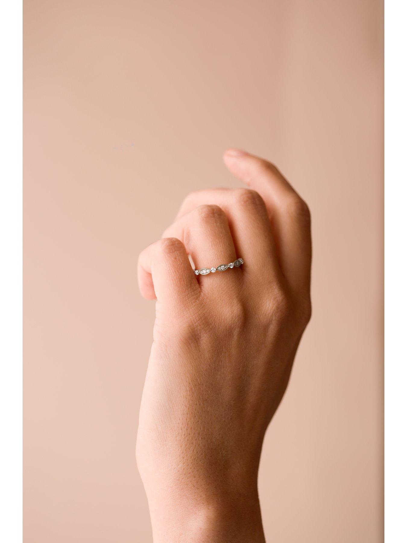  image of created-brilliance-florence-created-brilliance-18ct-white-gold-025ct-lab-grown-diamond-vintage-inspired-wedding-band