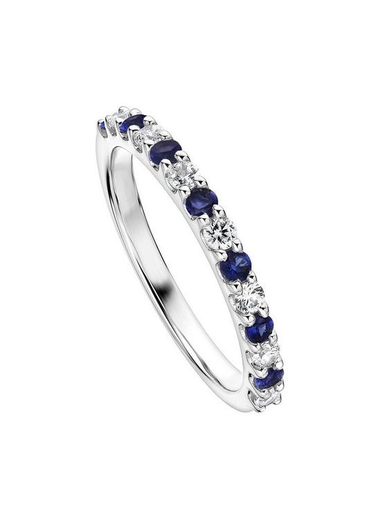 front image of created-brilliance-odette-created-brilliance-9ct-white-gold-created-sapphire-and-025ct-lab-grown-diamond-eternity-ring