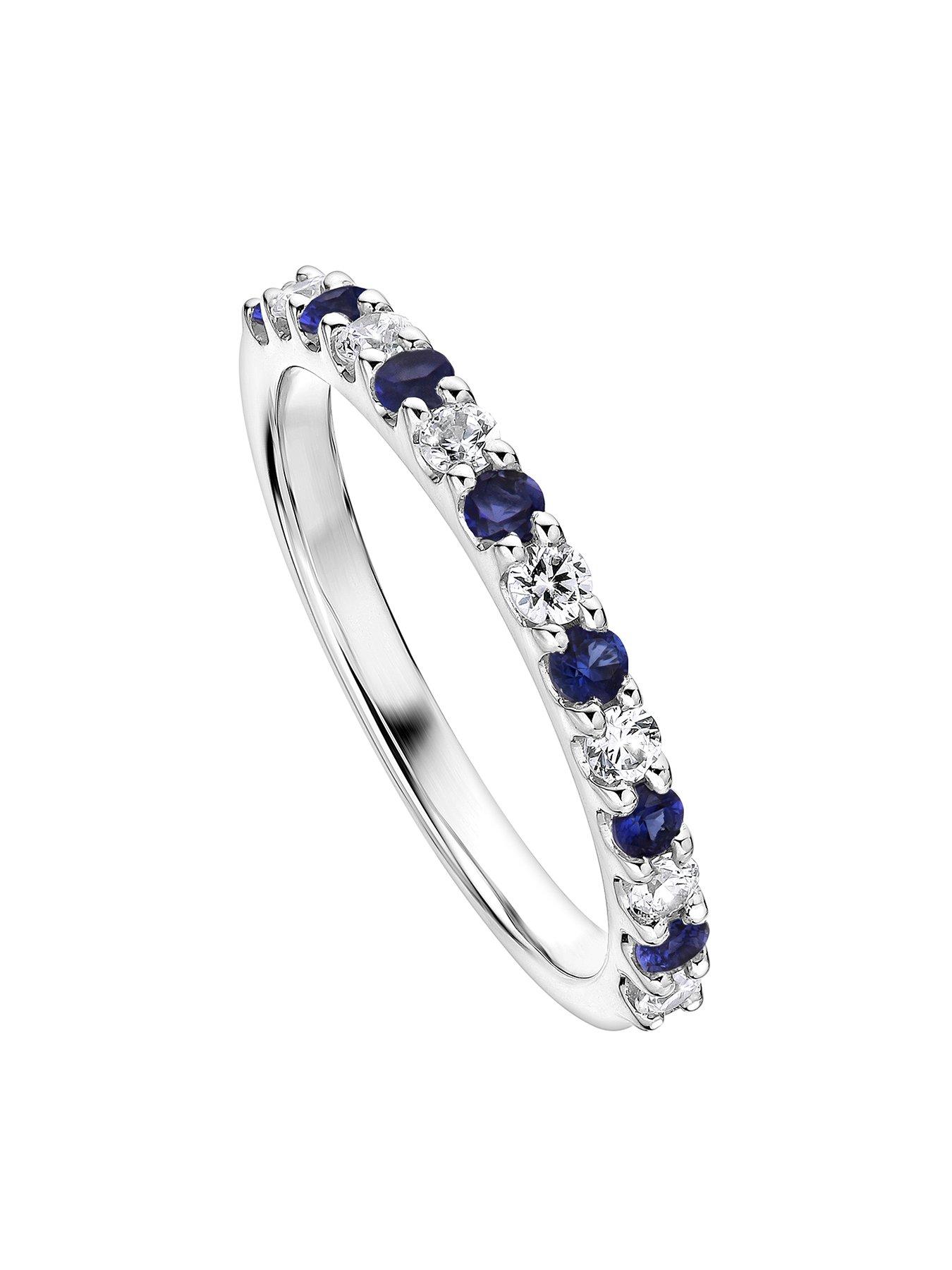 undefined Odette Created Brilliance 9ct White Gold Created Sapphire and 0.25ct Lab Grown Diamond Eternity Ring