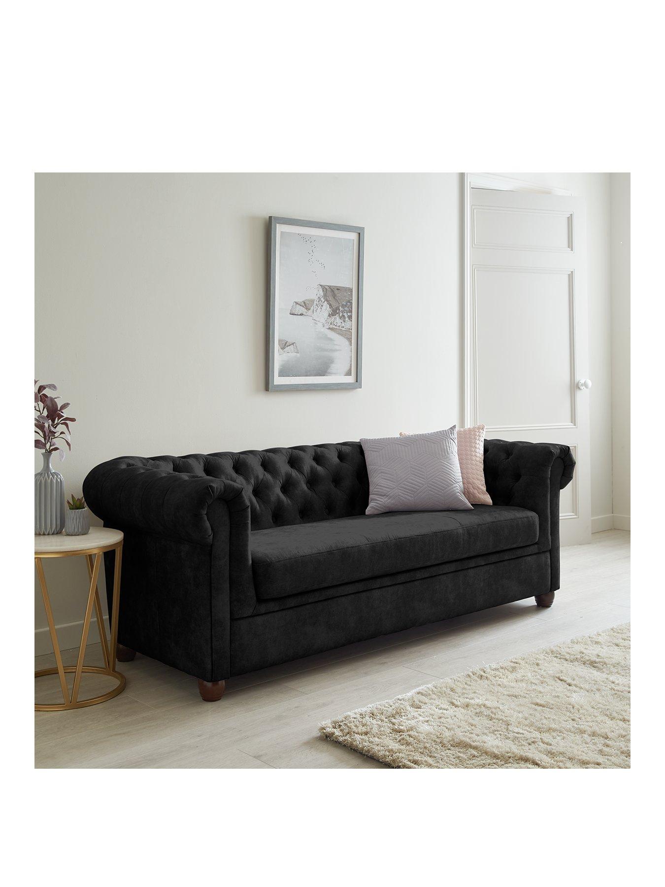 Image 2 of 6 of The Very Collection Chester Chesterfield&nbsp;Leather Look&nbsp;3 Seater + 2 Seater Sofa Set - Black&nbsp;(Buy and SAVE!)&nbsp;- FSC Certified