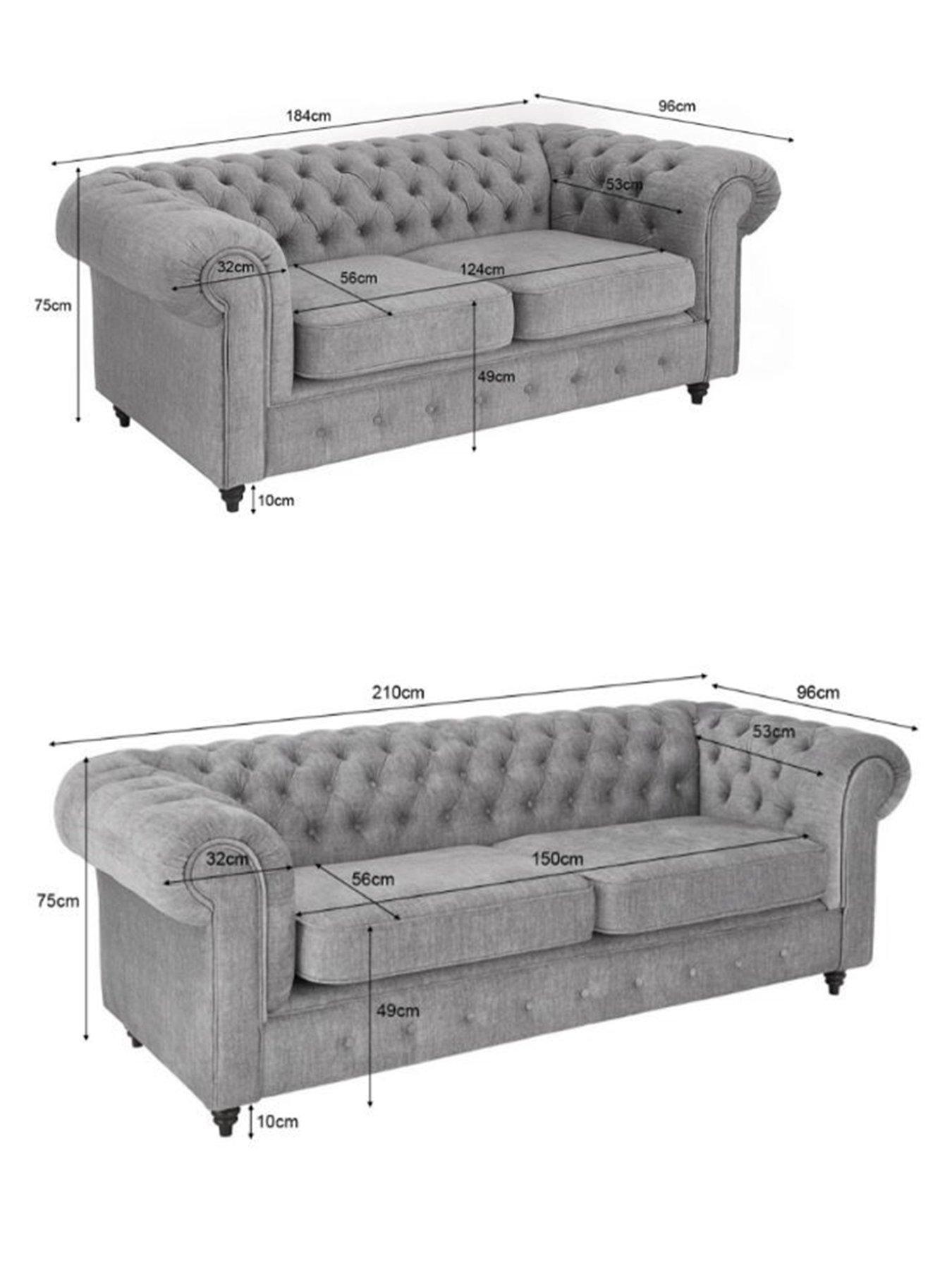 Image 5 of 7 of The Very Collection Laura Chesterfield&nbsp;Fabric 3 + 2&nbsp;Sofa Set - Grey&nbsp;(Buy and SAVE!)&nbsp;- FSC Certified