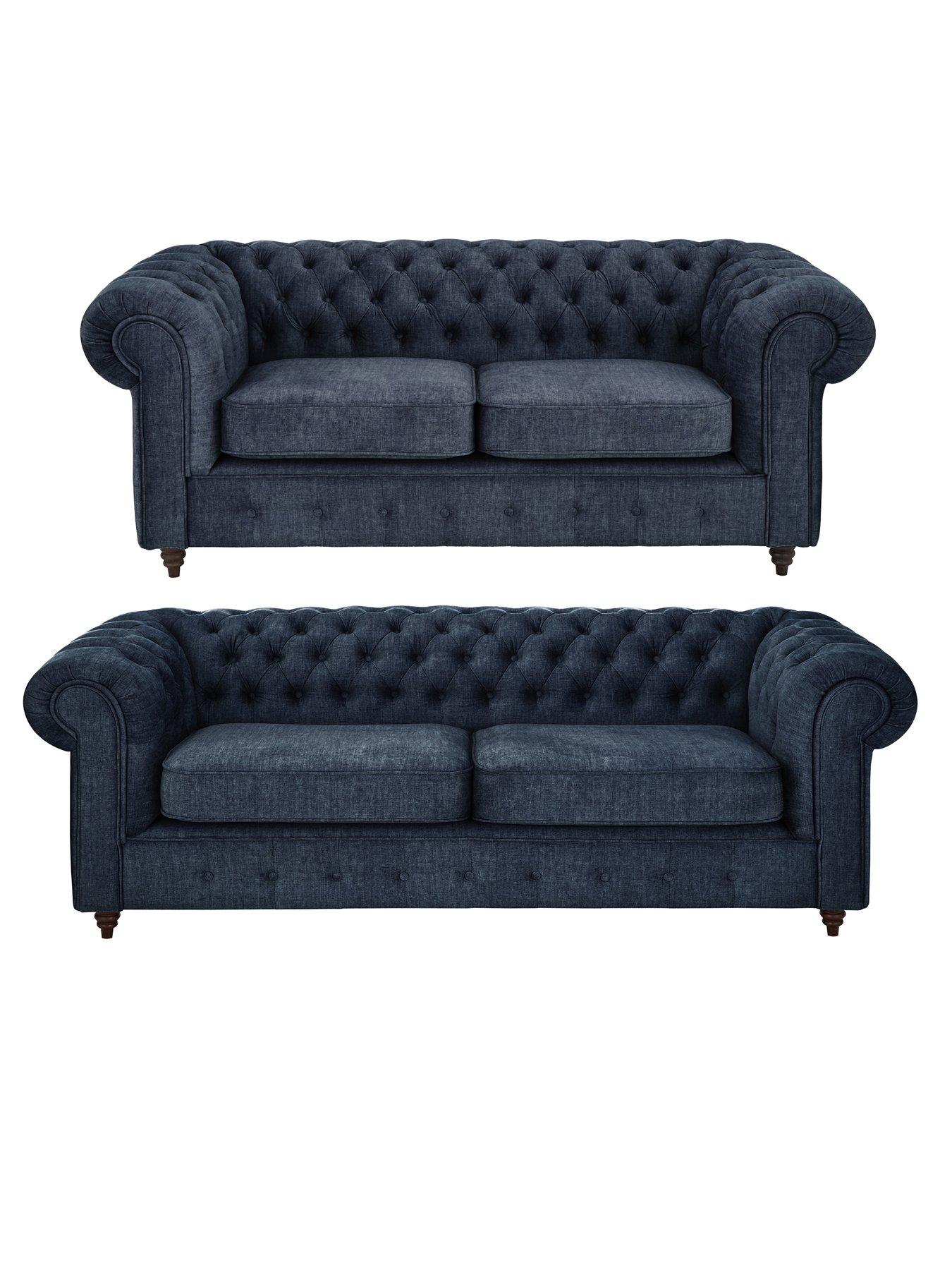 The Very Collection Laura Chesterfield Fabric 3 + 2 Sofa Set - Grey (Buy and SAVE!) - FSC Certified