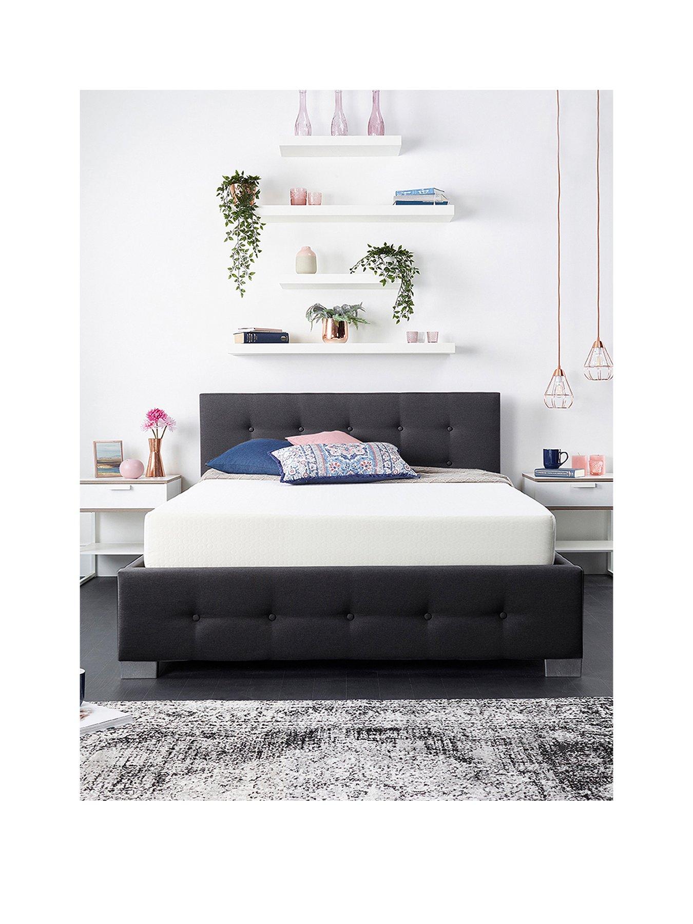 undefined End Lift Up Linen Ottoman Bed - Black