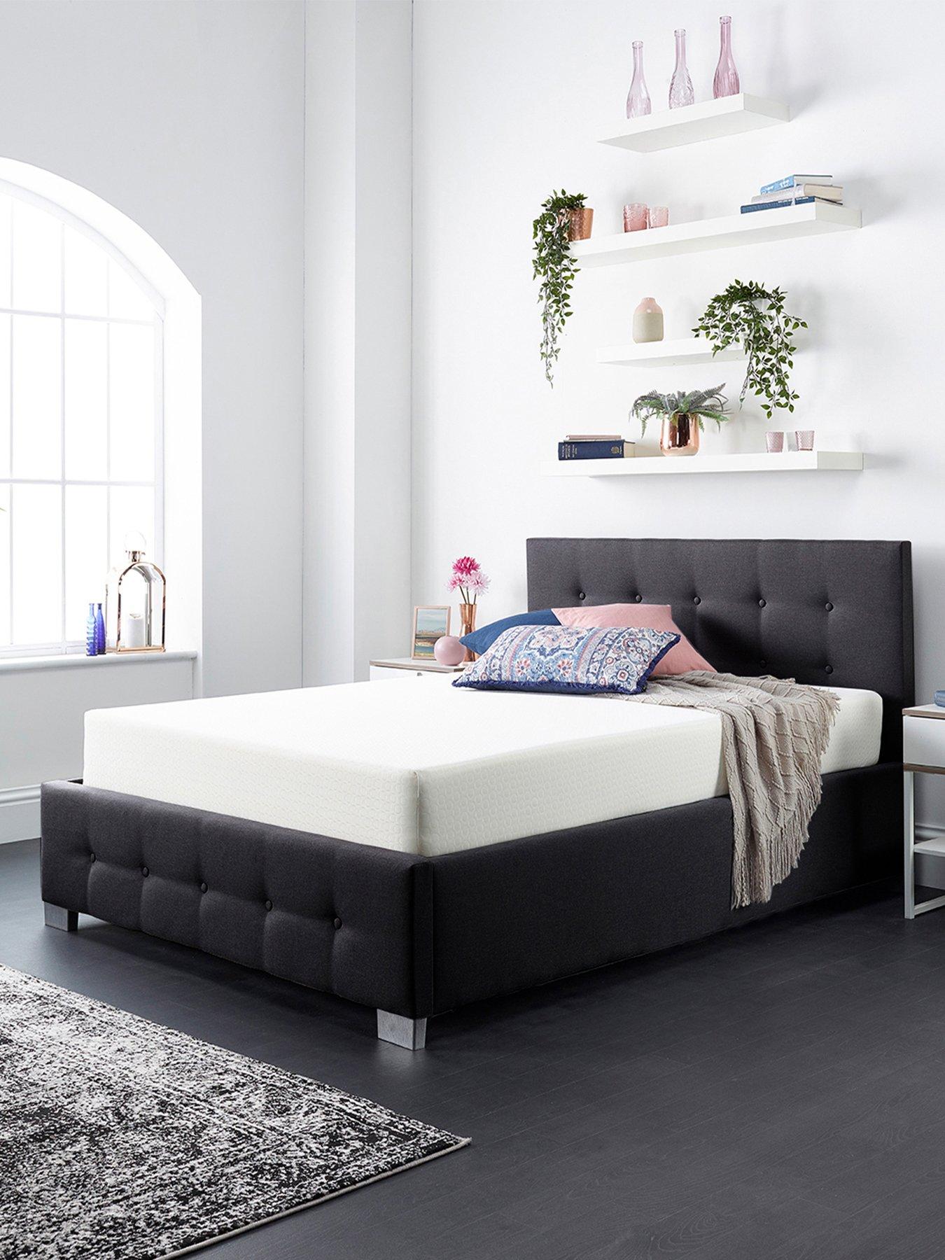  image of aspire-end-lift-up-linen-ottoman-bed-black