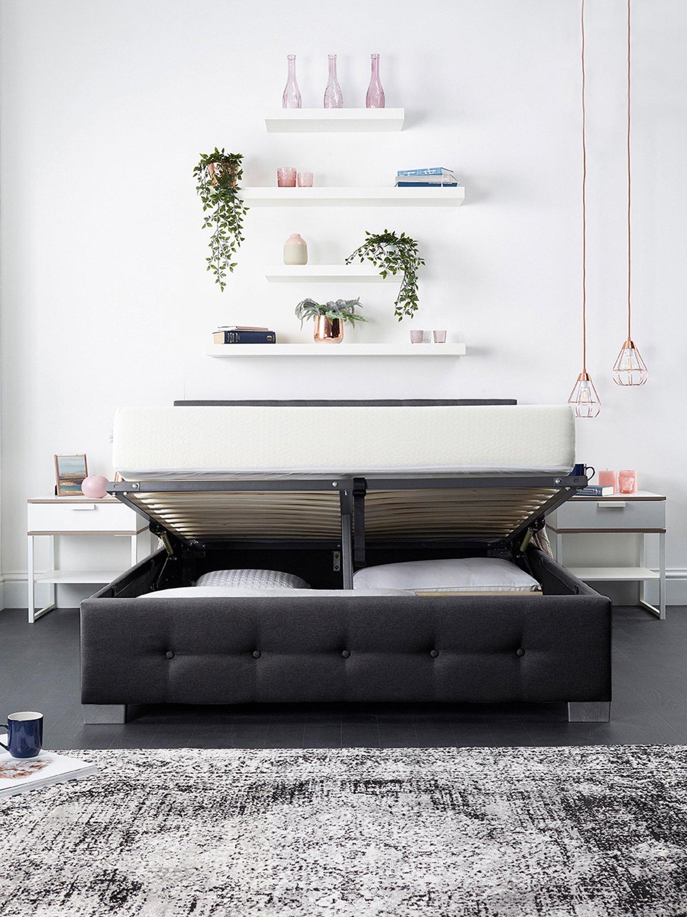  image of aspire-end-lift-up-linen-ottoman-bed-black