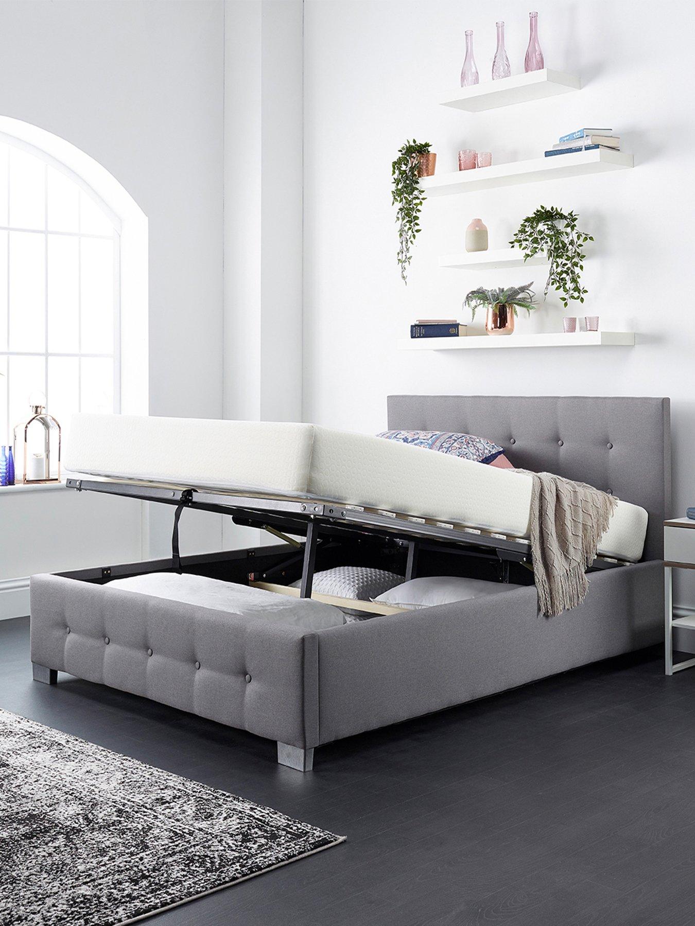 Image 2 of 5 of Aspire End Lift Up Linen Ottoman Bed - Grey