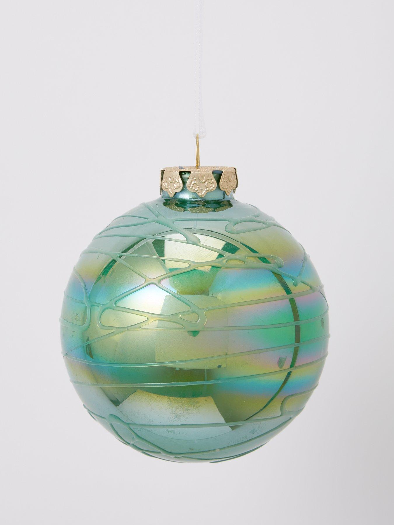 Set 6 Crackled Glass Christmas Tree Decorations