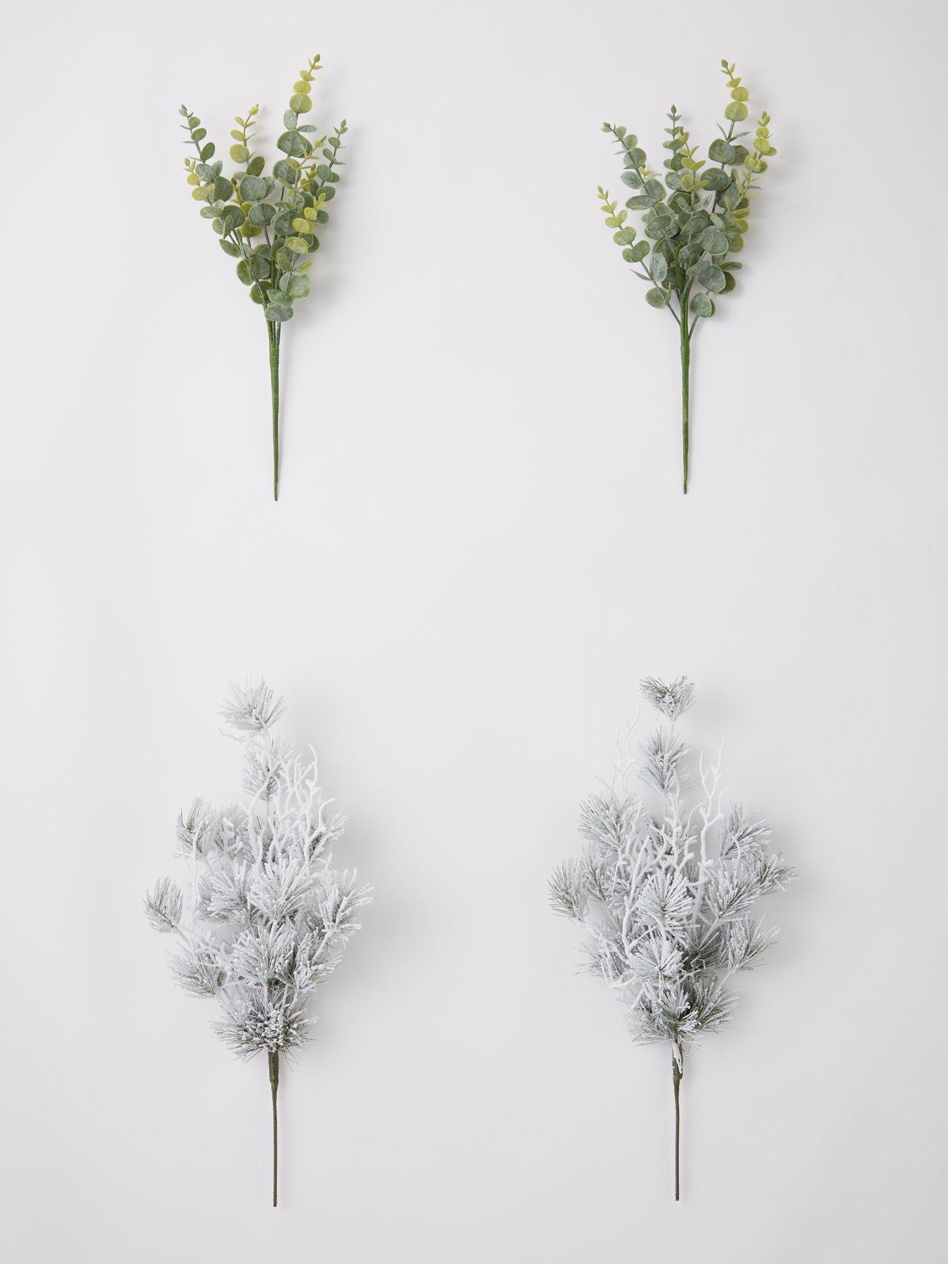 Set of 4 Flocked Christmas Tree Picks