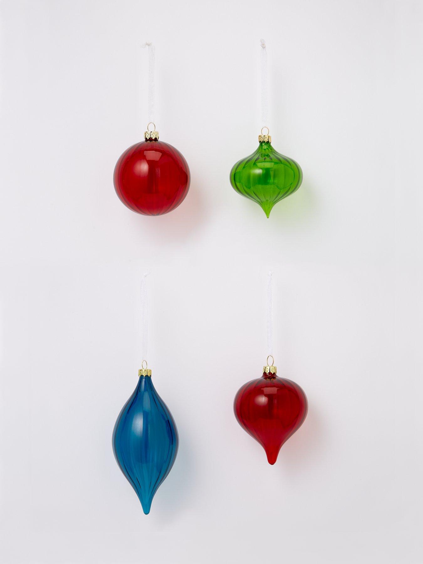 Set 4 Glass Glam Christmas Tree Baubles