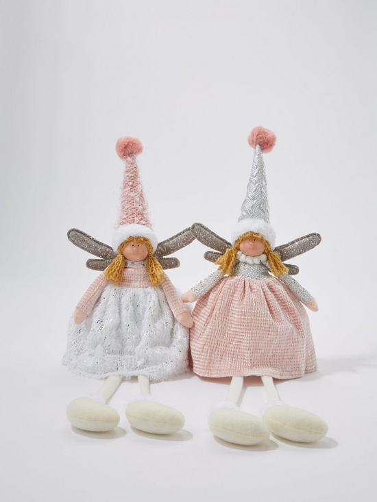 stillFront image of set-ofnbsp2-fairies-with-dangly-legs-christmas-decorations