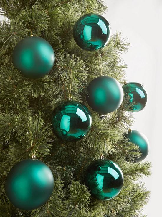 front image of everyday-8pk-jumbo-12cm-baubles-green
